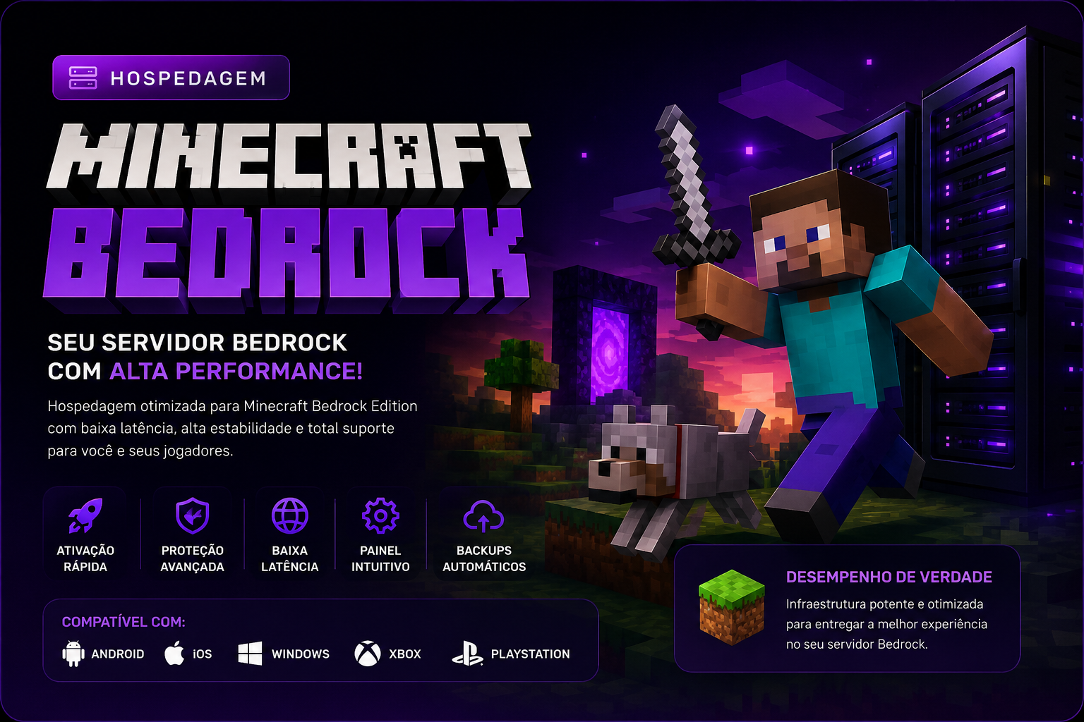 Hospedagem Minecraft Bedrock
